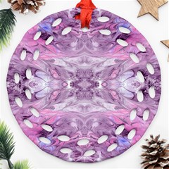 Pink Grey Repeats Ornament (round Filigree)