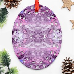 Pink Grey Repeats Oval Filigree Ornament (two Sides)