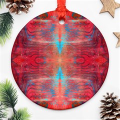 Red Flames Repeats Round Ornament (two Sides) by kaleidomarblingart