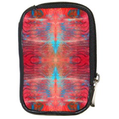 Red Flames Repeats Compact Camera Leather Case by kaleidomarblingart