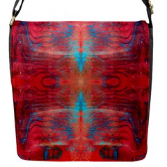 Red Flames Repeats Flap Closure Messenger Bag (s) by kaleidomarblingart