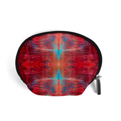 Red Flames Repeats Accessory Pouch (small) by kaleidomarblingart