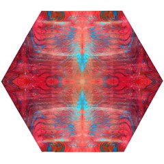 Red Flames Repeats Wooden Puzzle Hexagon by kaleidomarblingart