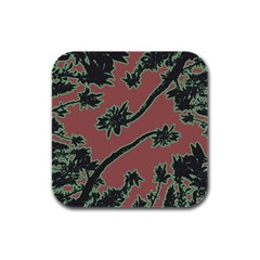 Tropical Style Floral Motif Print Pattern Rubber Square Coaster (4 Pack)  by dflcprintsclothing