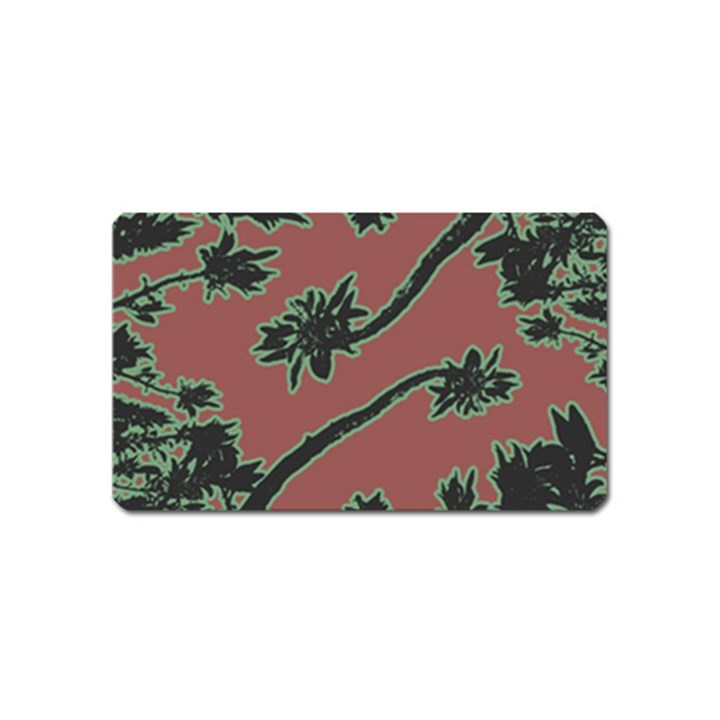 Tropical Style Floral Motif Print Pattern Magnet (Name Card)