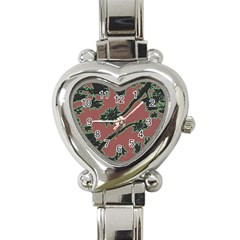 Tropical Style Floral Motif Print Pattern Heart Italian Charm Watch by dflcprintsclothing