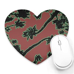 Tropical Style Floral Motif Print Pattern Heart Mousepads by dflcprintsclothing