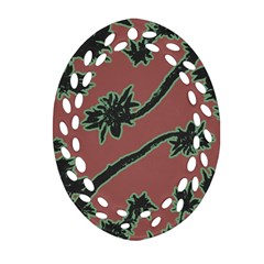 Tropical Style Floral Motif Print Pattern Ornament (oval Filigree) by dflcprintsclothing