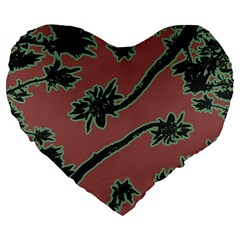 Tropical Style Floral Motif Print Pattern Large 19  Premium Flano Heart Shape Cushions by dflcprintsclothing