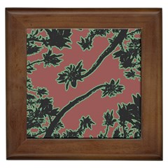 Tropical Style Floral Motif Print Pattern Framed Tile