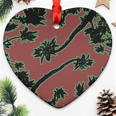 Tropical Style Floral Motif Print Pattern Ornament (heart)