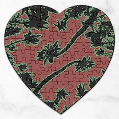 Tropical Style Floral Motif Print Pattern Jigsaw Puzzle (heart) by dflcprintsclothing