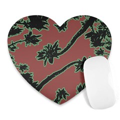 Tropical Style Floral Motif Print Pattern Heart Mousepads by dflcprintsclothing