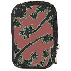 Tropical Style Floral Motif Print Pattern Compact Camera Leather Case