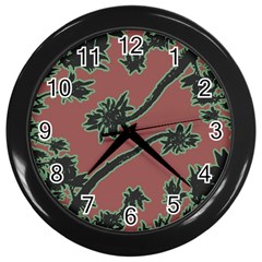 Tropical Style Floral Motif Print Pattern Wall Clock (black) by dflcprintsclothing