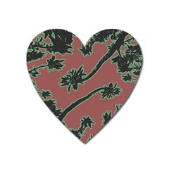 Tropical Style Floral Motif Print Pattern Heart Magnet by dflcprintsclothing