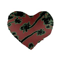 Tropical Style Floral Motif Print Pattern Standard 16  Premium Heart Shape Cushions by dflcprintsclothing