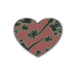 Tropical Style Floral Motif Print Pattern Rubber Coaster (heart)  by dflcprintsclothing