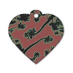 Tropical Style Floral Motif Print Pattern Dog Tag Heart (one Side) by dflcprintsclothing