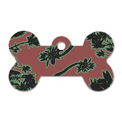 Tropical Style Floral Motif Print Pattern Dog Tag Bone (one Side)