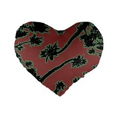 Tropical Style Floral Motif Print Pattern Standard 16  Premium Flano Heart Shape Cushions