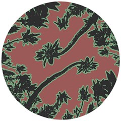 Tropical Style Floral Motif Print Pattern Wooden Puzzle Round by dflcprintsclothing