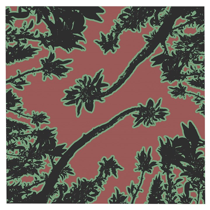 Tropical Style Floral Motif Print Pattern Wooden Puzzle Square