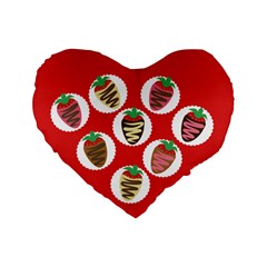 Chocolate Covered Strawberries - Red Solid Back Standard 16  Premium Heart Shape Cushions by pishposhpillows