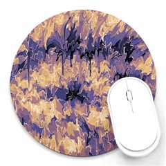 Yellow And Purple Abstract Round Mousepads by Dazzleway