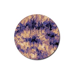 Yellow And Purple Abstract Rubber Coaster (round)  by Dazzleway