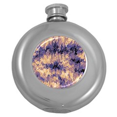 Yellow And Purple Abstract Round Hip Flask (5 Oz) by Dazzleway