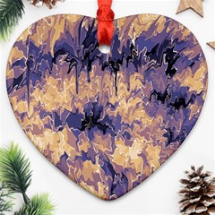 Yellow And Purple Abstract Heart Ornament (two Sides) by Dazzleway