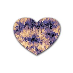 Yellow And Purple Abstract Rubber Coaster (heart)  by Dazzleway