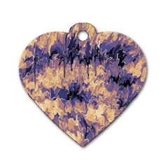 Yellow And Purple Abstract Dog Tag Heart (one Side) by Dazzleway