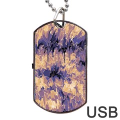 Yellow And Purple Abstract Dog Tag Usb Flash (one Side)