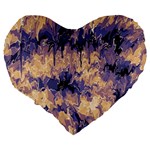 Yellow and purple abstract Large 19  Premium Heart Shape Cushions Back