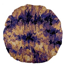 Yellow And Purple Abstract Large 18  Premium Flano Round Cushions by Dazzleway