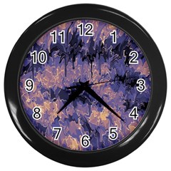 Purple And Yellow Abstract Wall Clock (black) by Dazzleway