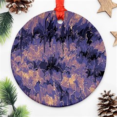 Purple And Yellow Abstract Round Ornament (two Sides) by Dazzleway