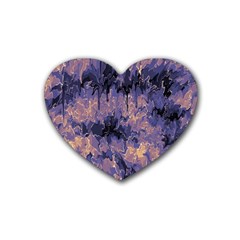 Purple And Yellow Abstract Rubber Coaster (heart) by Dazzleway