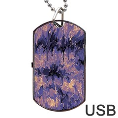 Purple And Yellow Abstract Dog Tag Usb Flash (one Side)