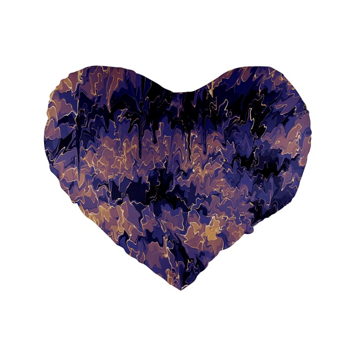 Purple and yellow abstract Standard 16  Premium Flano Heart Shape Cushion 