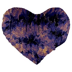 Purple And Yellow Abstract Large 19  Premium Flano Heart Shape Cushion by Dazzleway