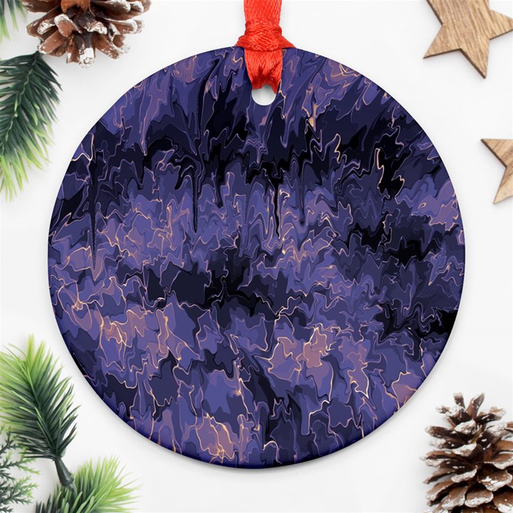 Purple and yellow abstract Round Ornament (Two Sides)