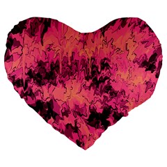 Pink Abstract Large 19  Premium Heart Shape Cushions by Dazzleway