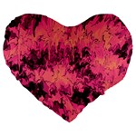 Pink abstract Large 19  Premium Heart Shape Cushions Front