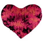 Pink abstract Large 19  Premium Heart Shape Cushions Back