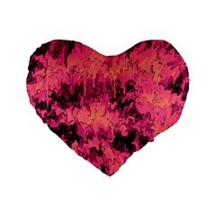 Pink abstract Standard 16  Premium Flano Heart Shape Cushions