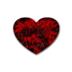 Red Abstract Rubber Coaster (heart)  by Dazzleway