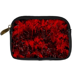 Red Abstract Digital Camera Leather Case by Dazzleway